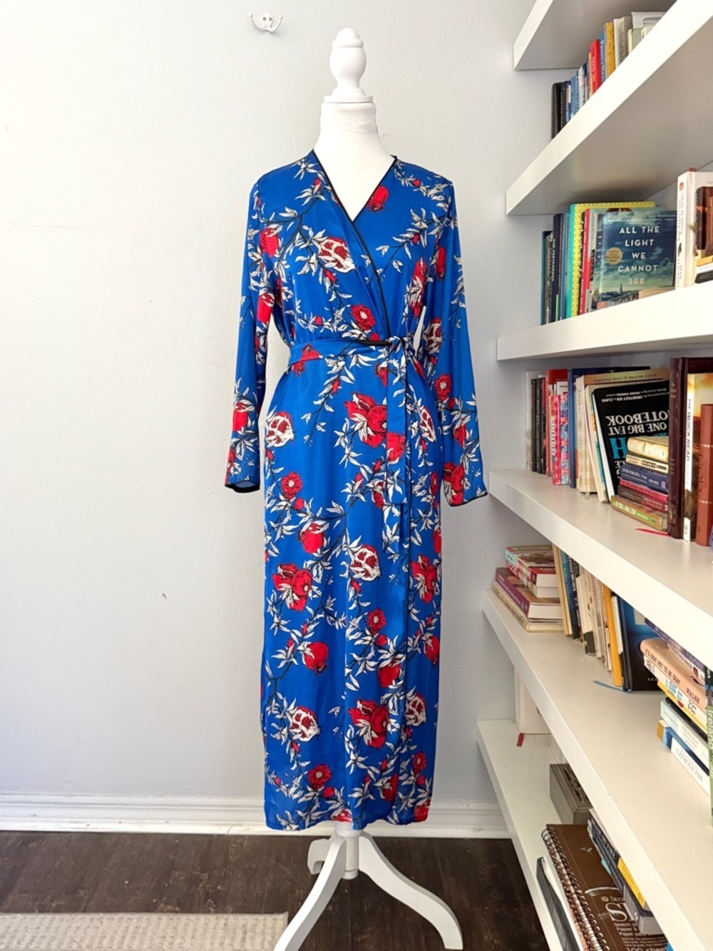 Lobo Rosa Blue Floral Wrap Dress Medium